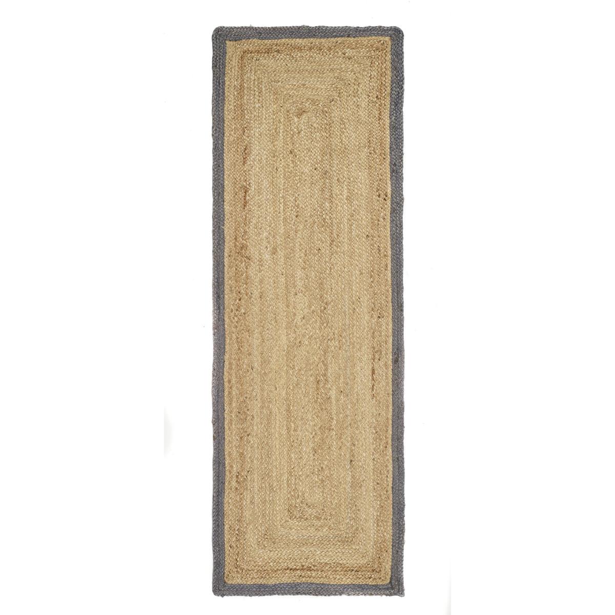 Jute Bordered Natural Fabric Hallway Runner in Grey 67x200cm – image 2