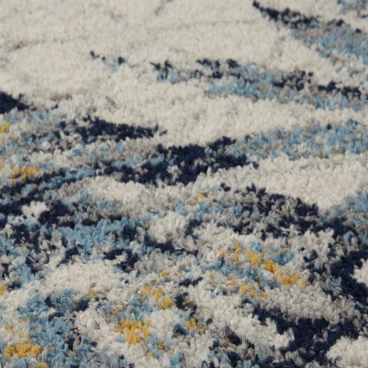 Gilbert 3 W Distressed Leaf Runner Rugs in Blue Grey Cream – image 2