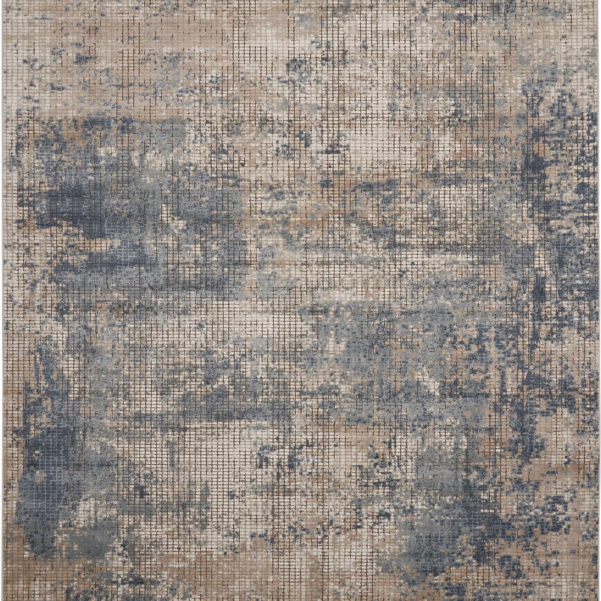 Quarry QUA02 Abstract Distressed Runner in Blue Beige by Nourison – image 2