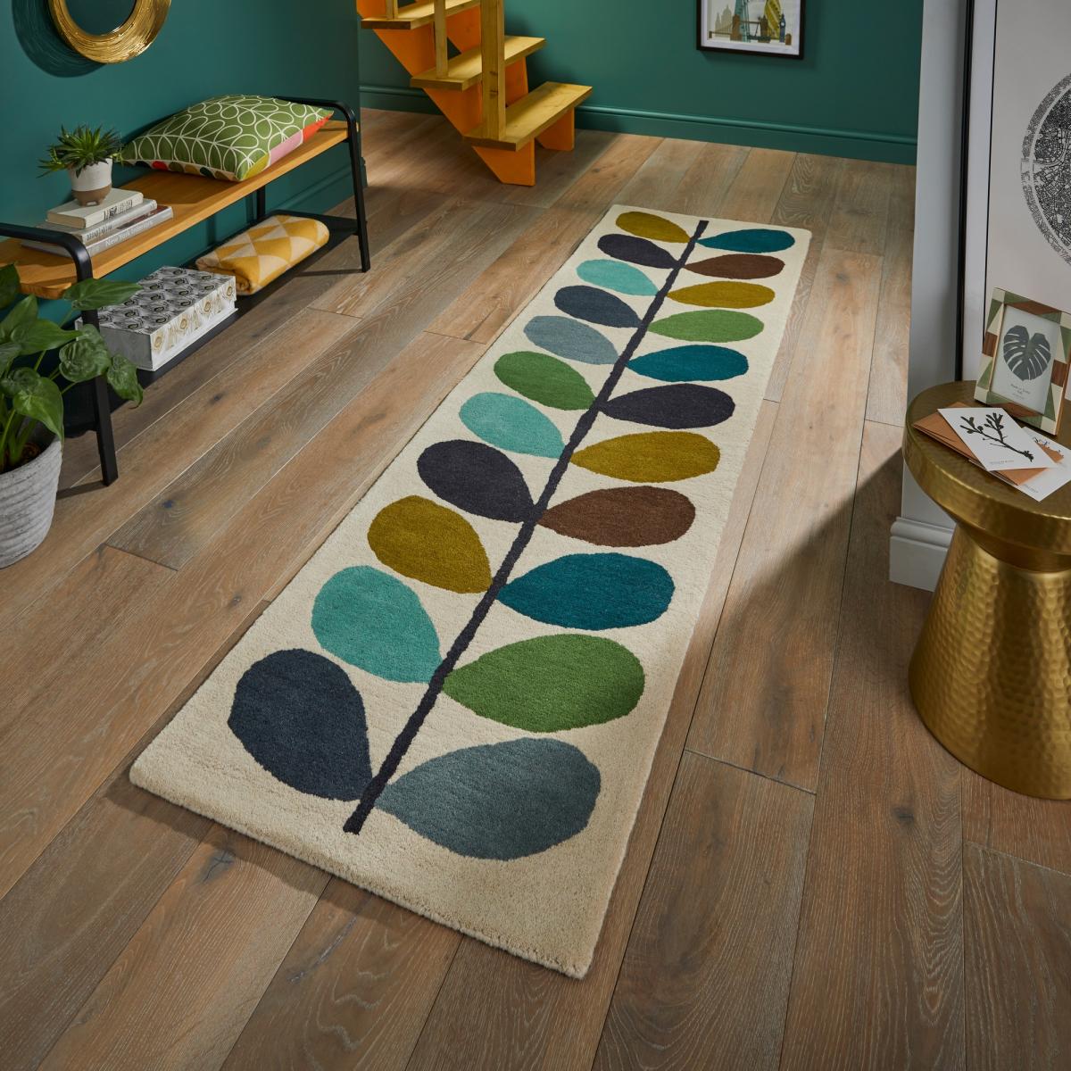 Multi Stem Green Runner Rugs 59507 Kingfisher by Orla Kiely – image 1