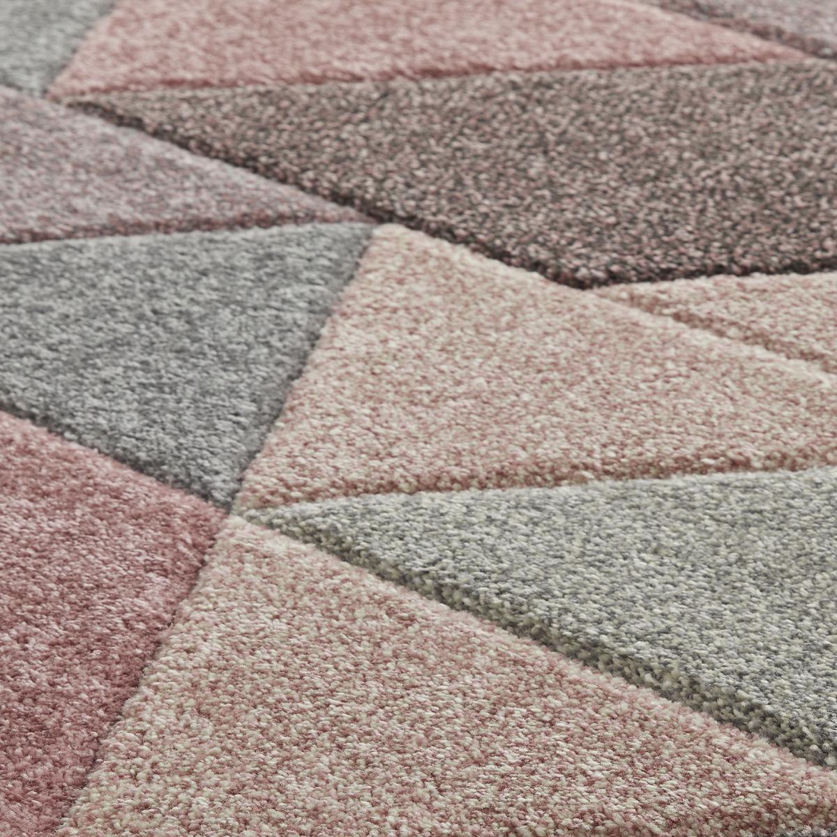 Portland 670 P Geometric Runner Rugs in Pink Grey Cream – image 2