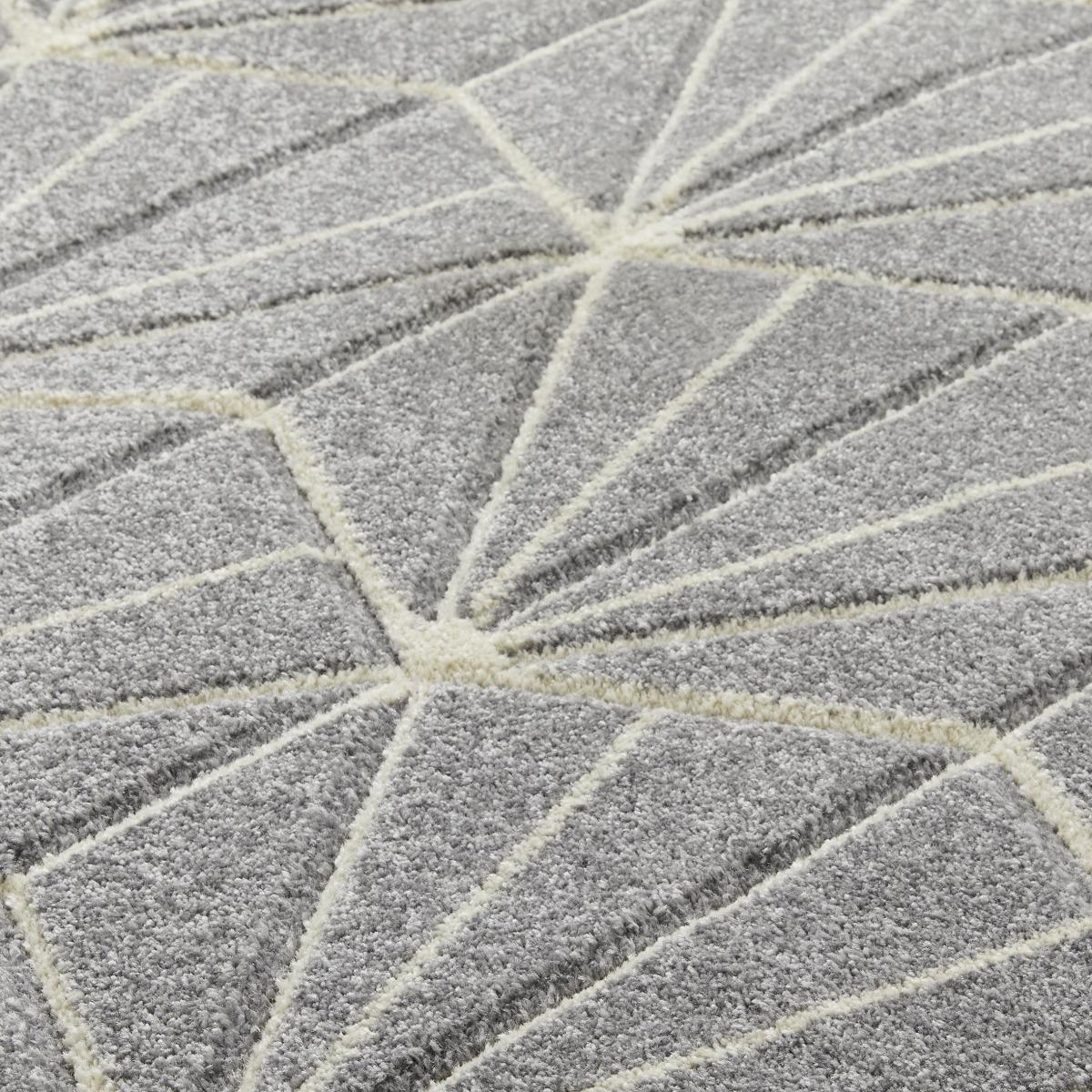 Portland 750 N Geometric Carved Runner Rugs in Grey Cream – image 2