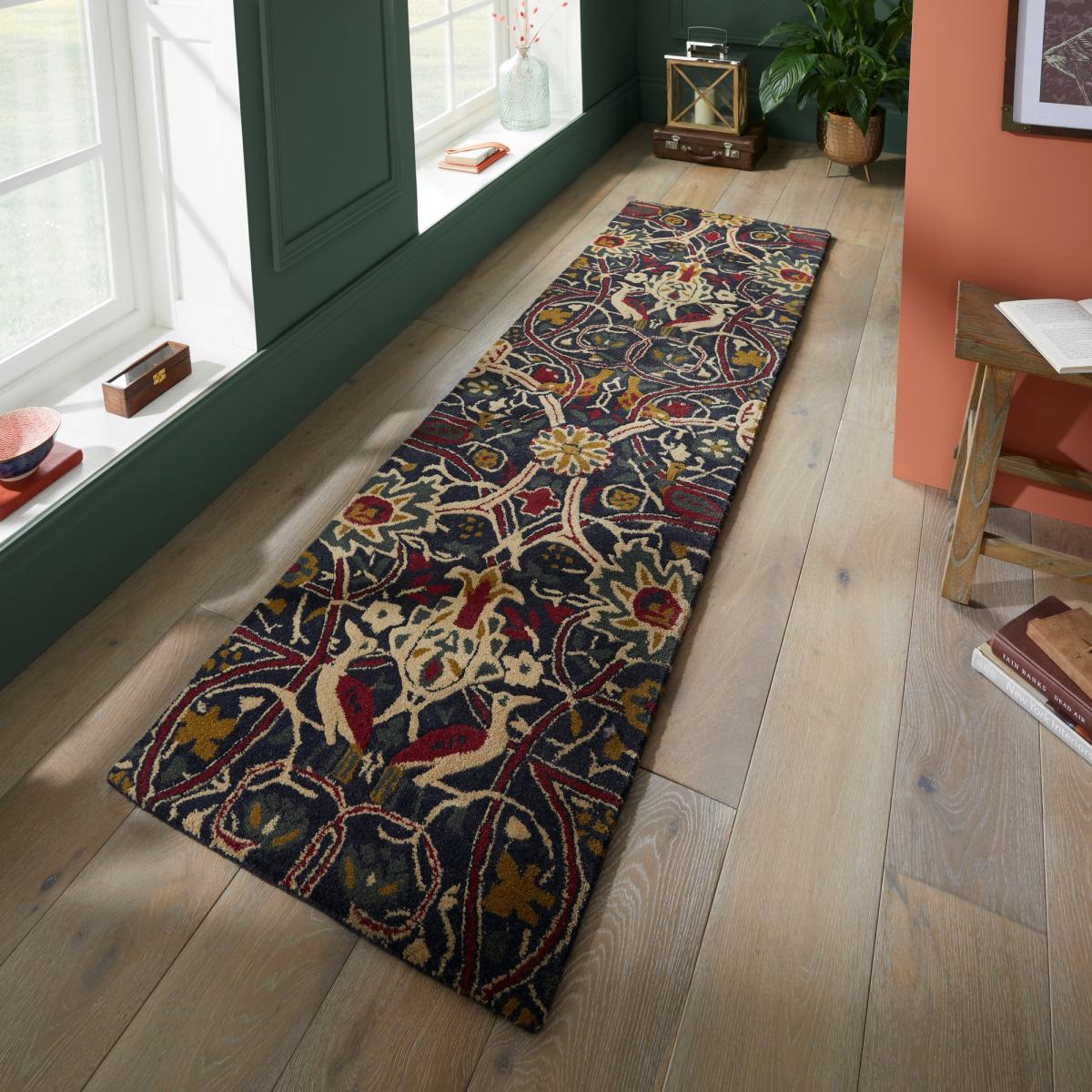 Bullerswood Runner Rugs 127308 in Indigo Red By William Morris – image 1