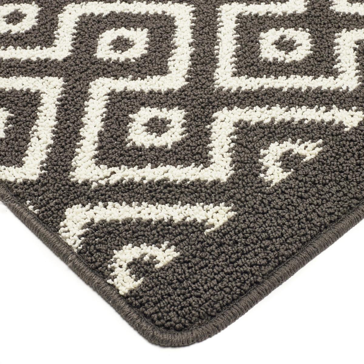 Cosy Geometric Washable Anti Slip Utility Runner in Charcoal grey – image 2