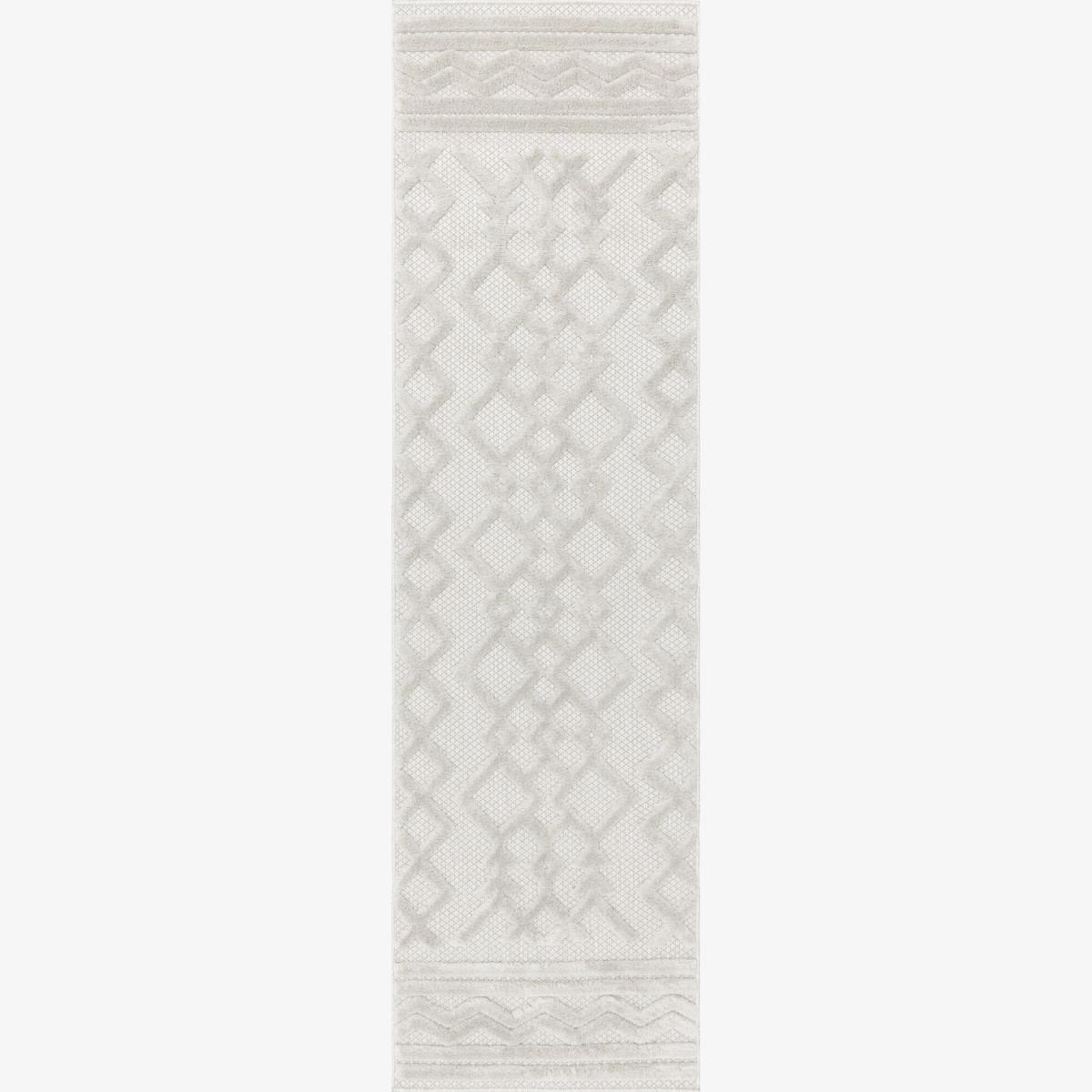 Salta Links Geometric Outdoor Runner Rugs in SA05 White – image 1