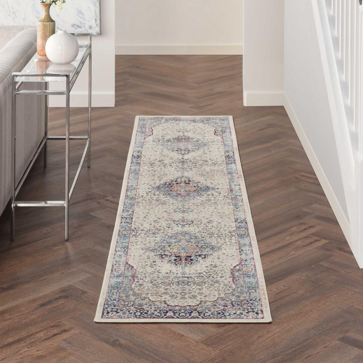 Vintage Kashan Traditional Runner Rugs VKA07 by Nourison in Ivory Blue – image 1