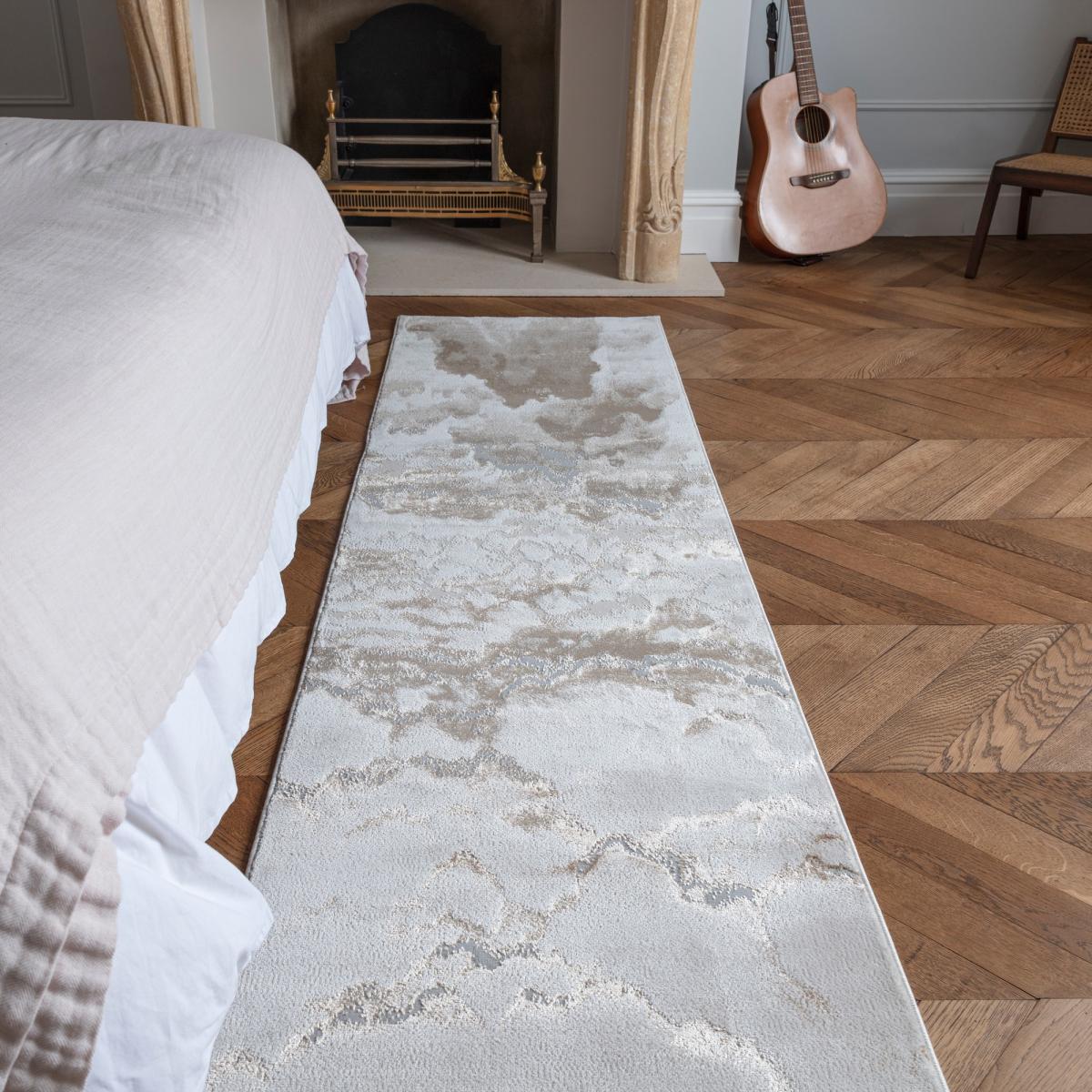 Aurora Linea AU17 Marble Runner Rugs in Metallic Beige Bronze – image 1