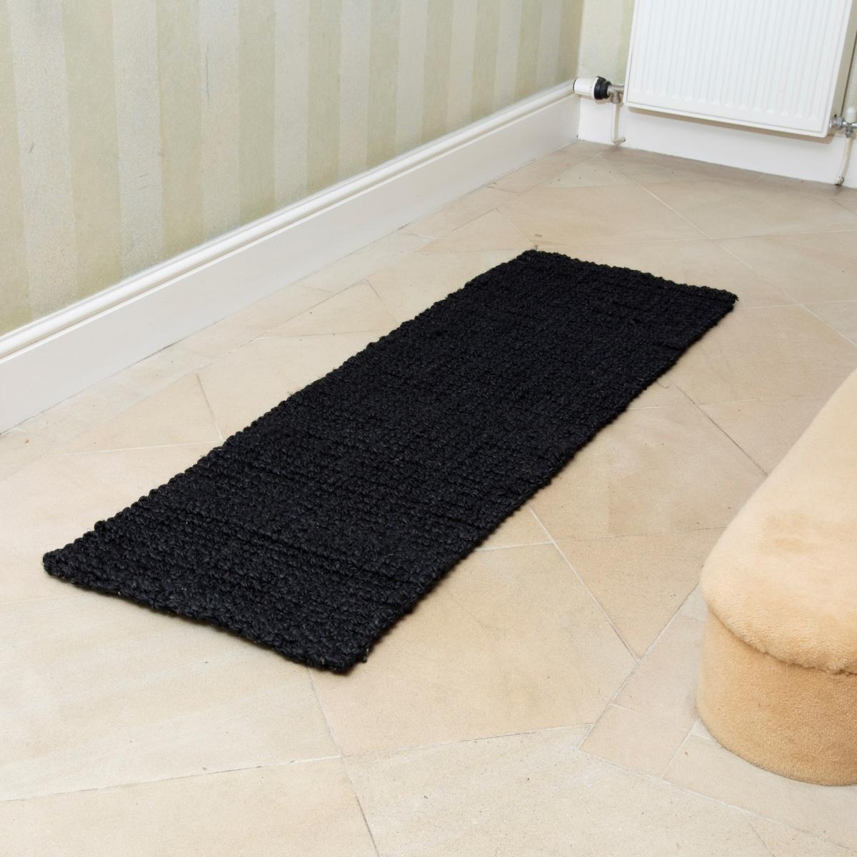 Whitefield Jute Boucle Runner Mat in Black 45x150cm – image 1