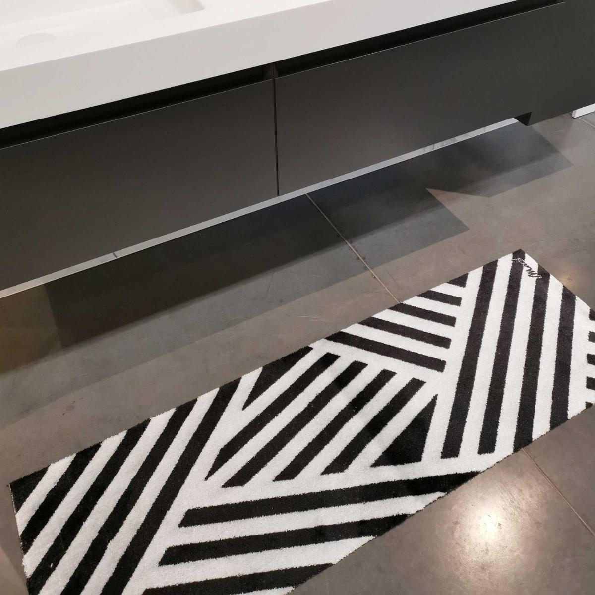 Brice Geometric Washable Runner Mats in Black White – image 1