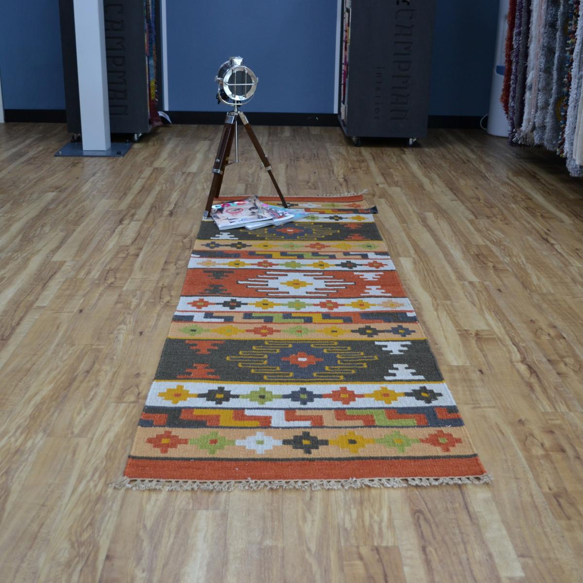 Hippie Kelim 03 Traditional Tribal Orange Red Multi Wool Runner&nbsp;70x240cm – image 5