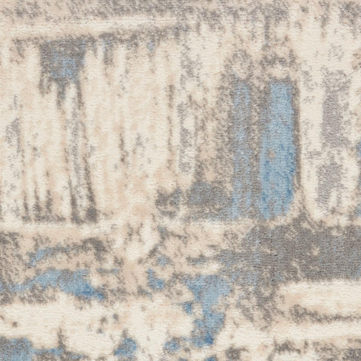Solace SLA07 Distressed Abstract Runner Rug in Ivory Grey Blue – image 2