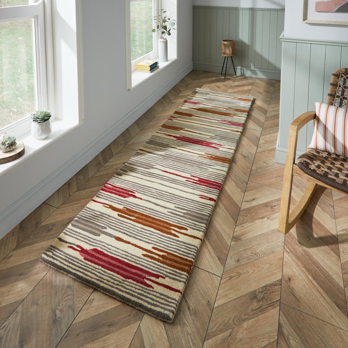 Ishi Striped Runner Rugs 146000 by Sanderson in Red Charcoal – image 1
