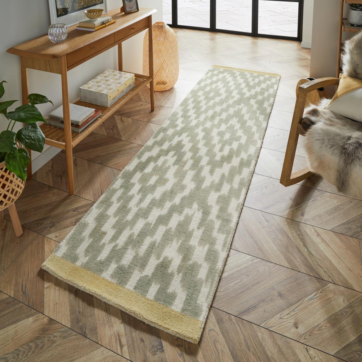Uteki Geometric Diamond Wool Runner Rugs 023604 in Slate Grey – image 2