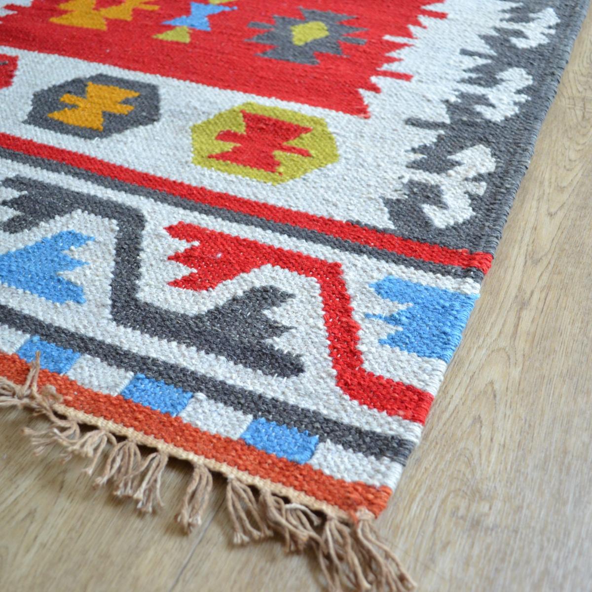 Hippie Kelim 02 Traditional Tribal Red and White Wool Runner 70x240cm – image 3