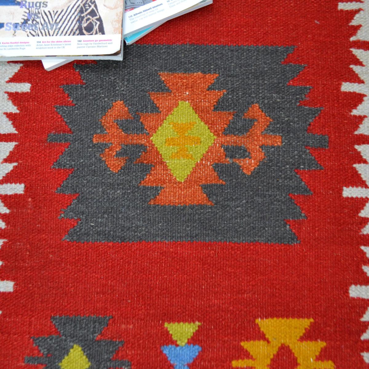 Hippie Kelim 02 Traditional Tribal Red and White Wool Runner 70x240cm – image 5