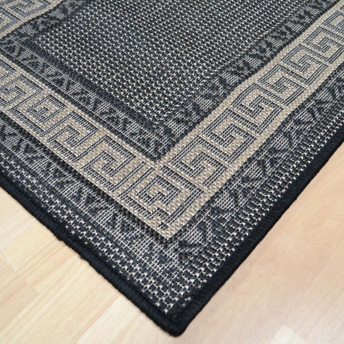 Greek Key Flatweave Anti Slip Hallway Runners in Black – image 2