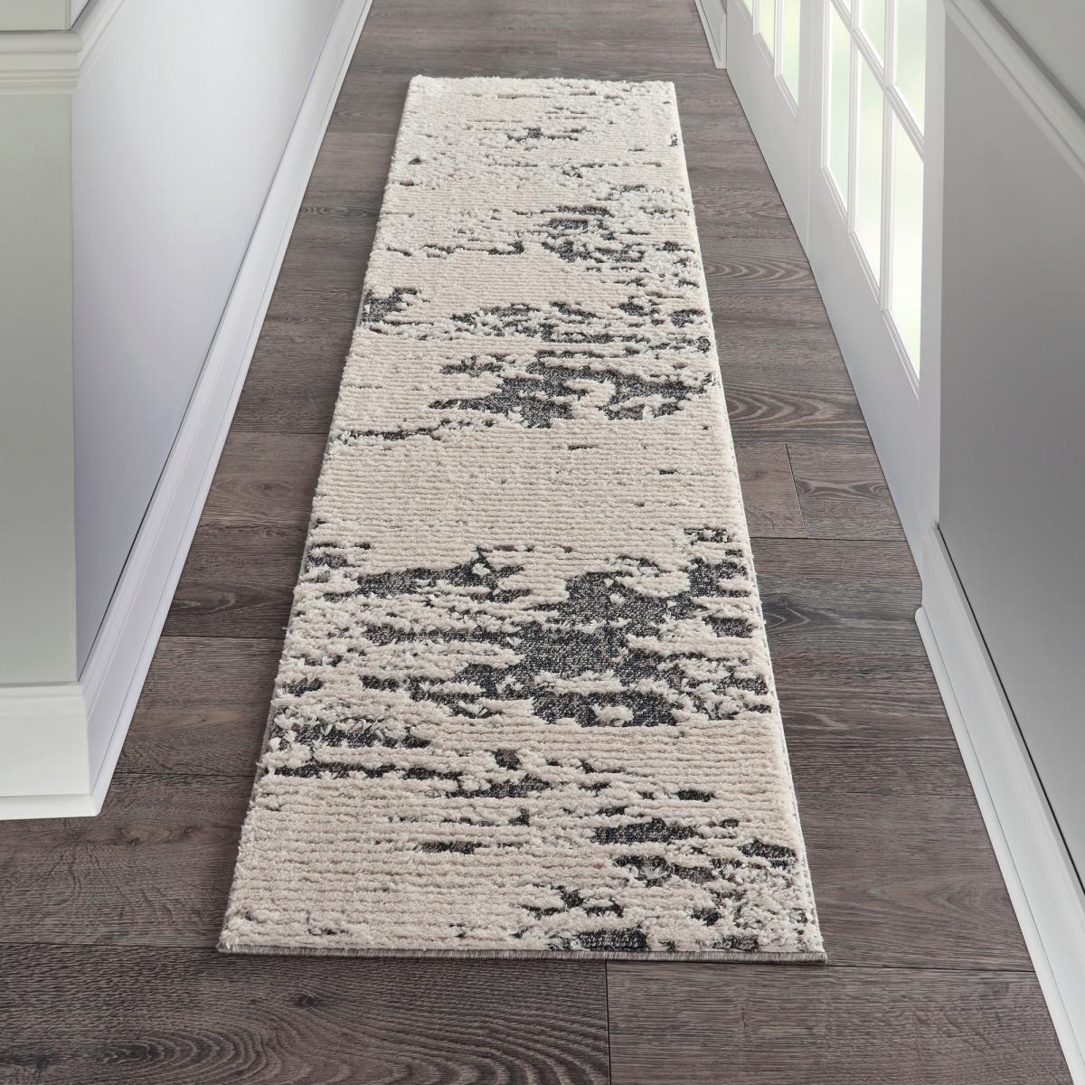 Zermatt Designer Hallway Runner ZER03 in Ivory Blue by Nourison 69x229cm – image 1
