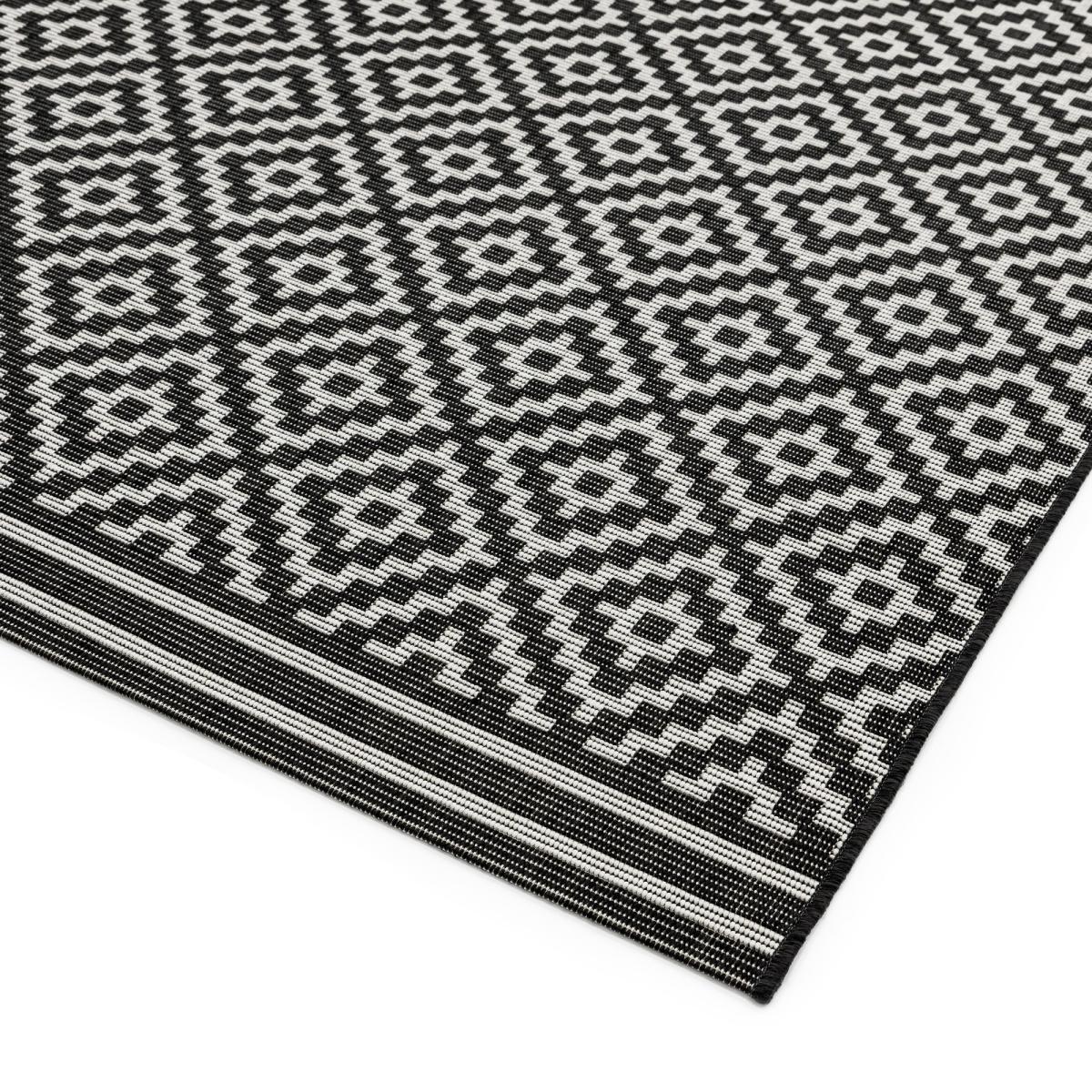 Patio PAT12 Diamond Outdoor Runner Rugs in Black White – image 2