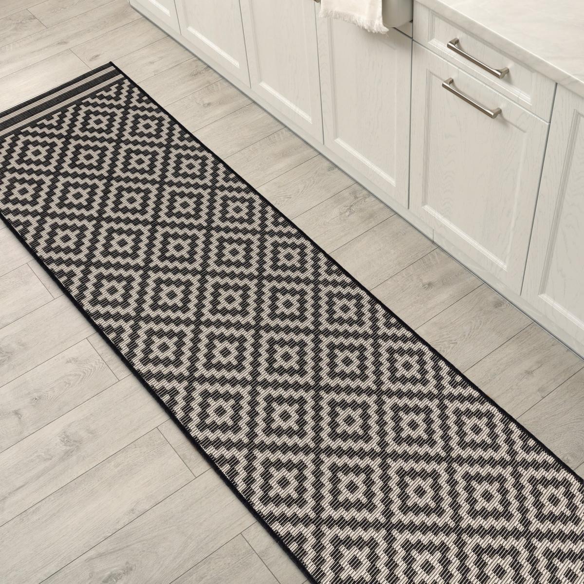 Patio PAT12 Diamond Outdoor Runner Rugs in Black White – image 1