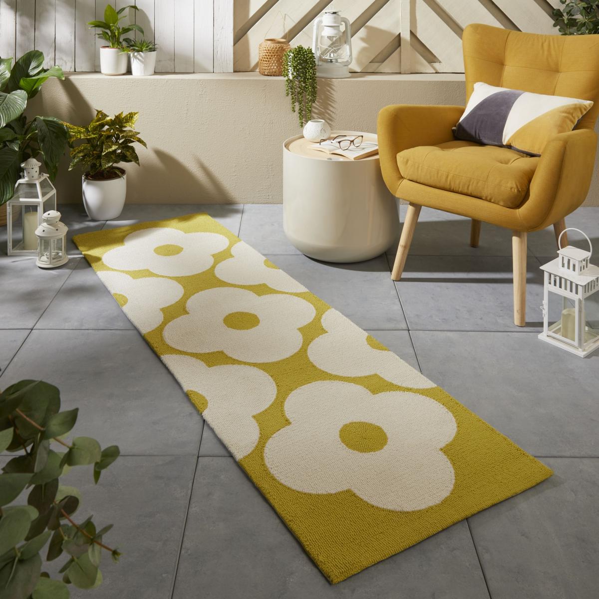 Spot Flower indoor outdoor Runner 460806 in Dandelion Yellow by Orla Kiely