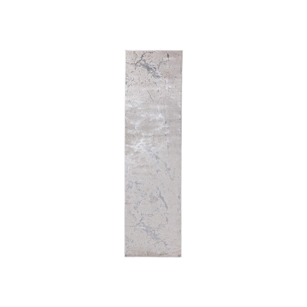 Aurora Solar AU03 Marble Runner Rugs in Metallic Silver Grey – image 1