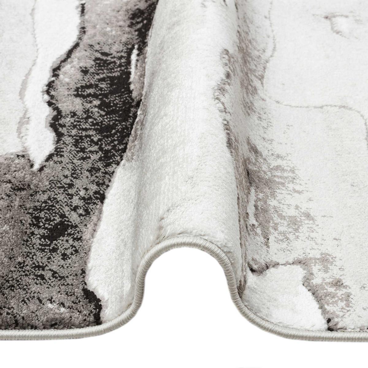 Blaze BLZ02 Abstract Marble Runner Rugs in Silver Grey