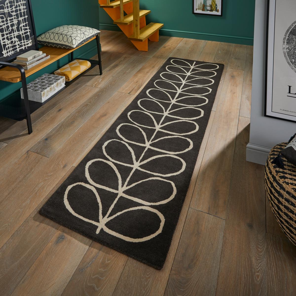 Linear Stem Hallway Runner Rugs in 60505 Slate by Orla Kiely – image 2