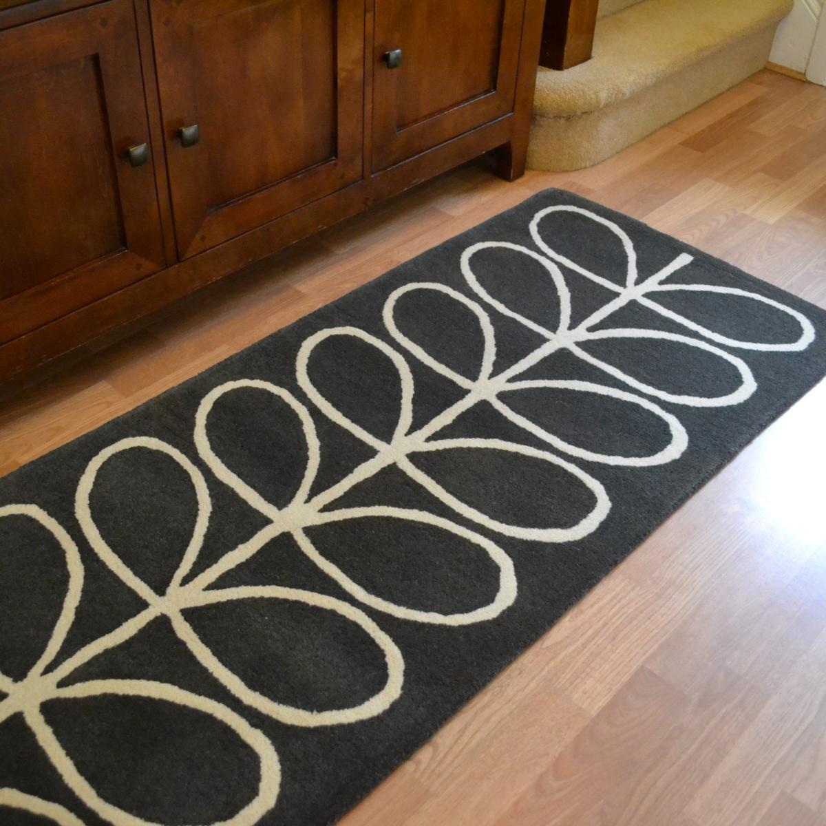 Linear Stem Hallway Runner Rugs in 60505 Slate by Orla Kiely – image 1