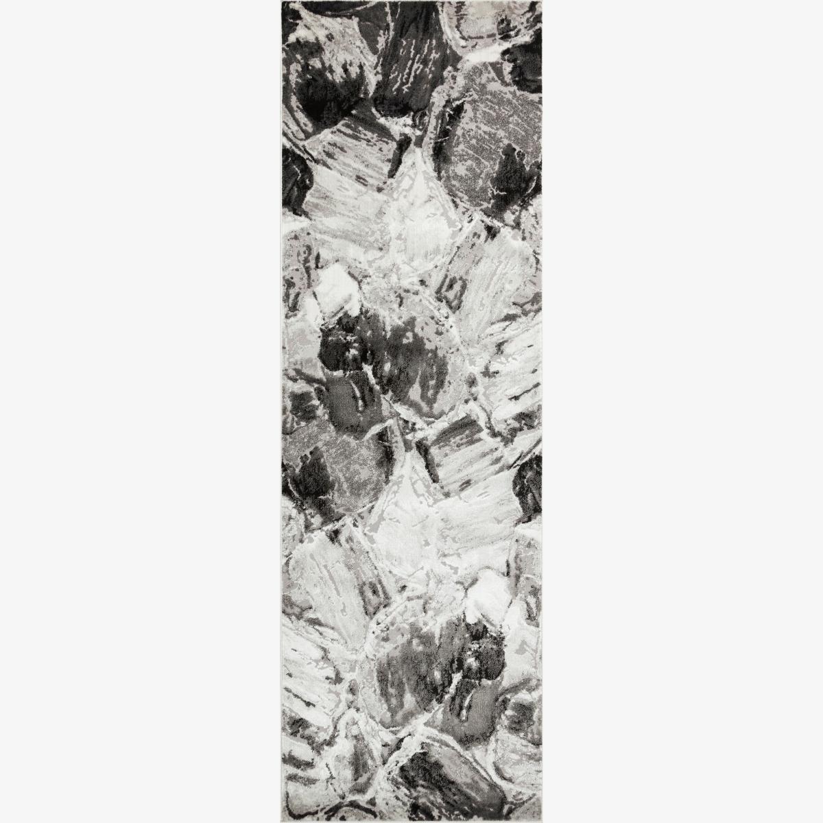 Blaze BLZ03 Abstract Marble Runner Rugs in Silver Grey – image 1