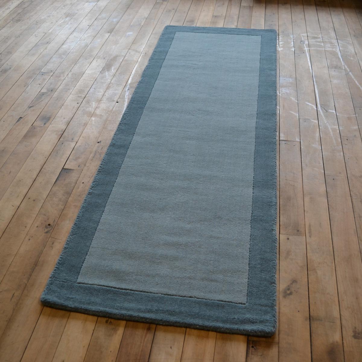 Borders Wool Hallway Runner in Duck Egg – image 1