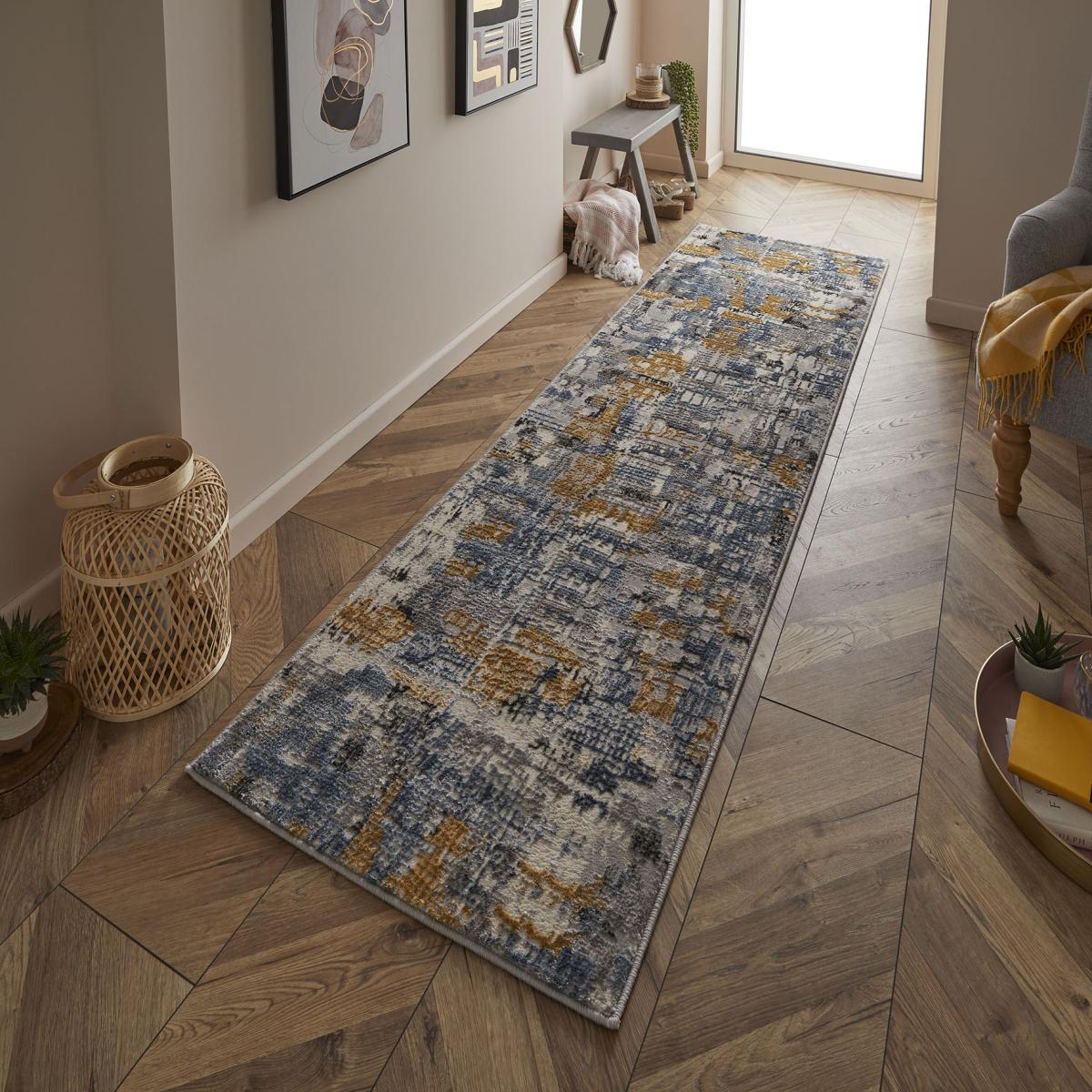 Vinci 8024 Y Distressed Runner Rugs in Multi