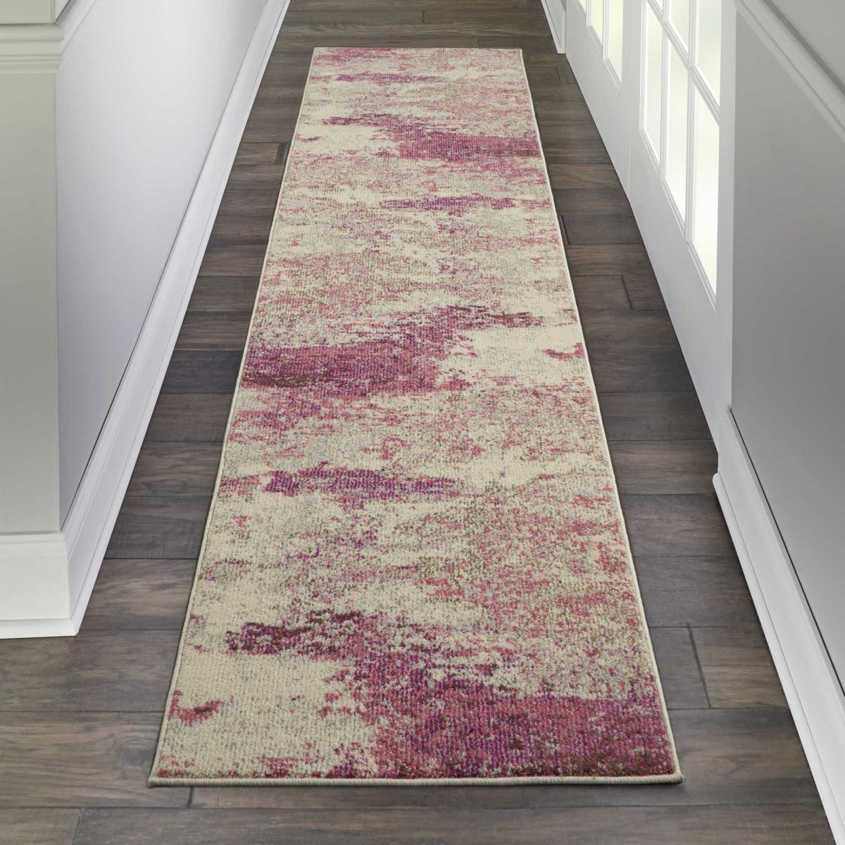 Celestial Abstract Hallway Runner Rug CES02 in Ivory Pink by Nourison – image 1