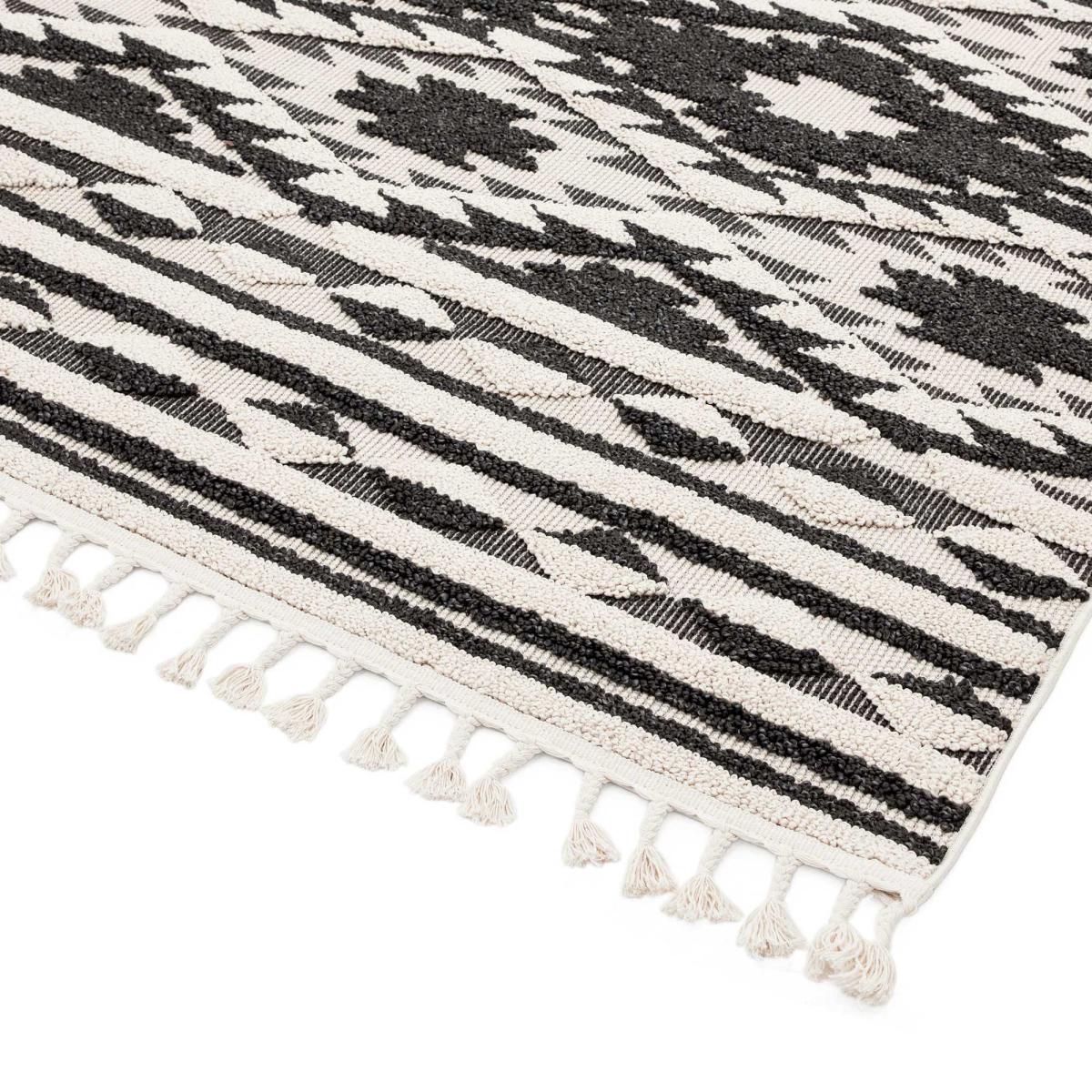 Taza Boho Scandi Hallway Runner Rugs in TA04 Black – image 2
