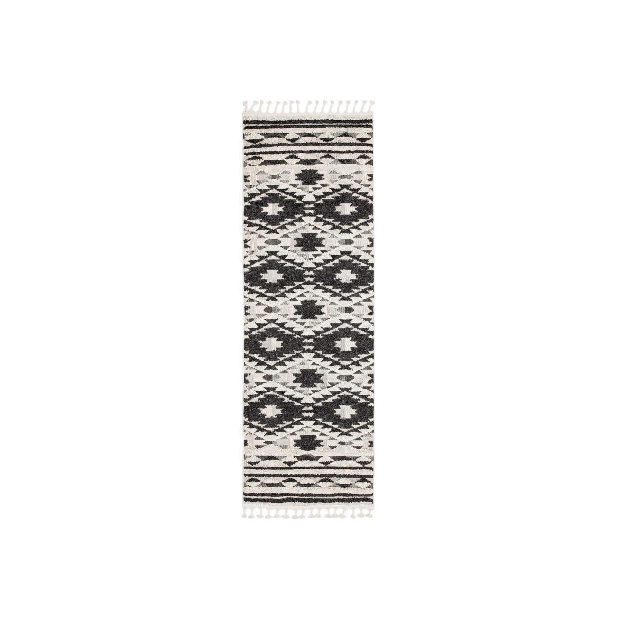 Taza Boho Scandi Hallway Runner Rugs in TA04 Black – image 1
