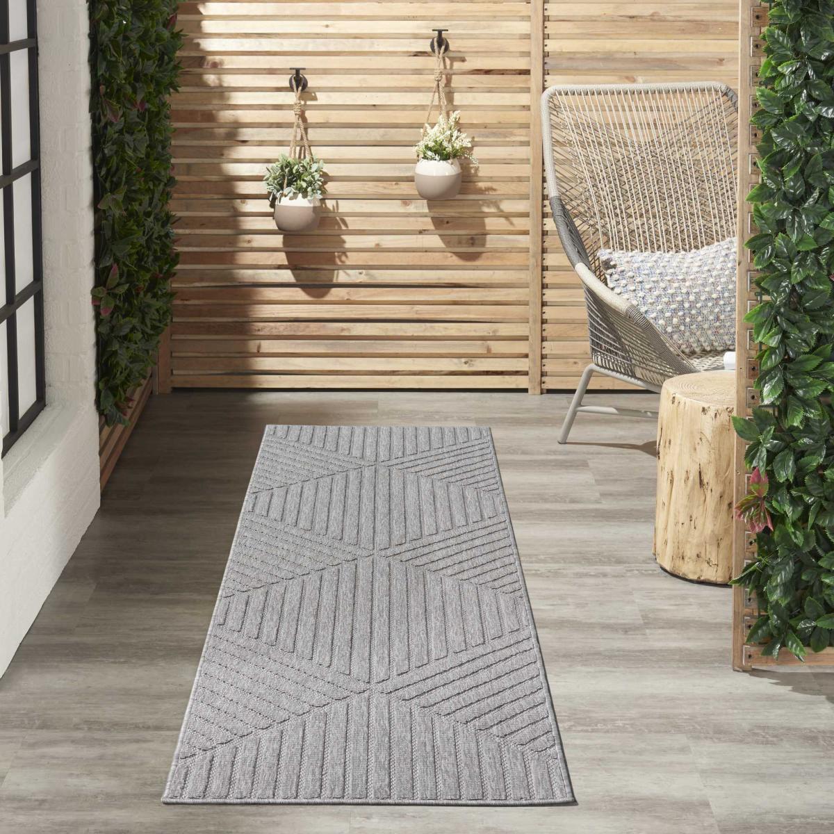 Cozumel CZM05 Indoor Outdoor Geometric Hallway Runner Rugs in Light Grey – image 1