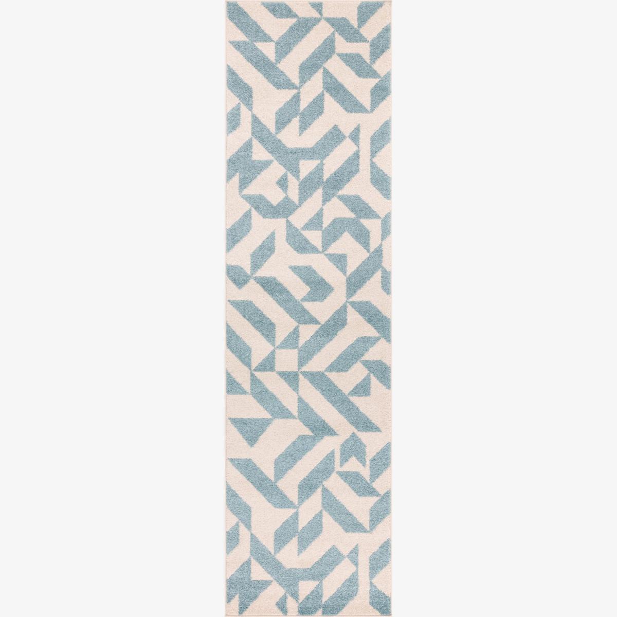 Muse MU03 Geometric Abstract Woven Runner Rugs in Blue