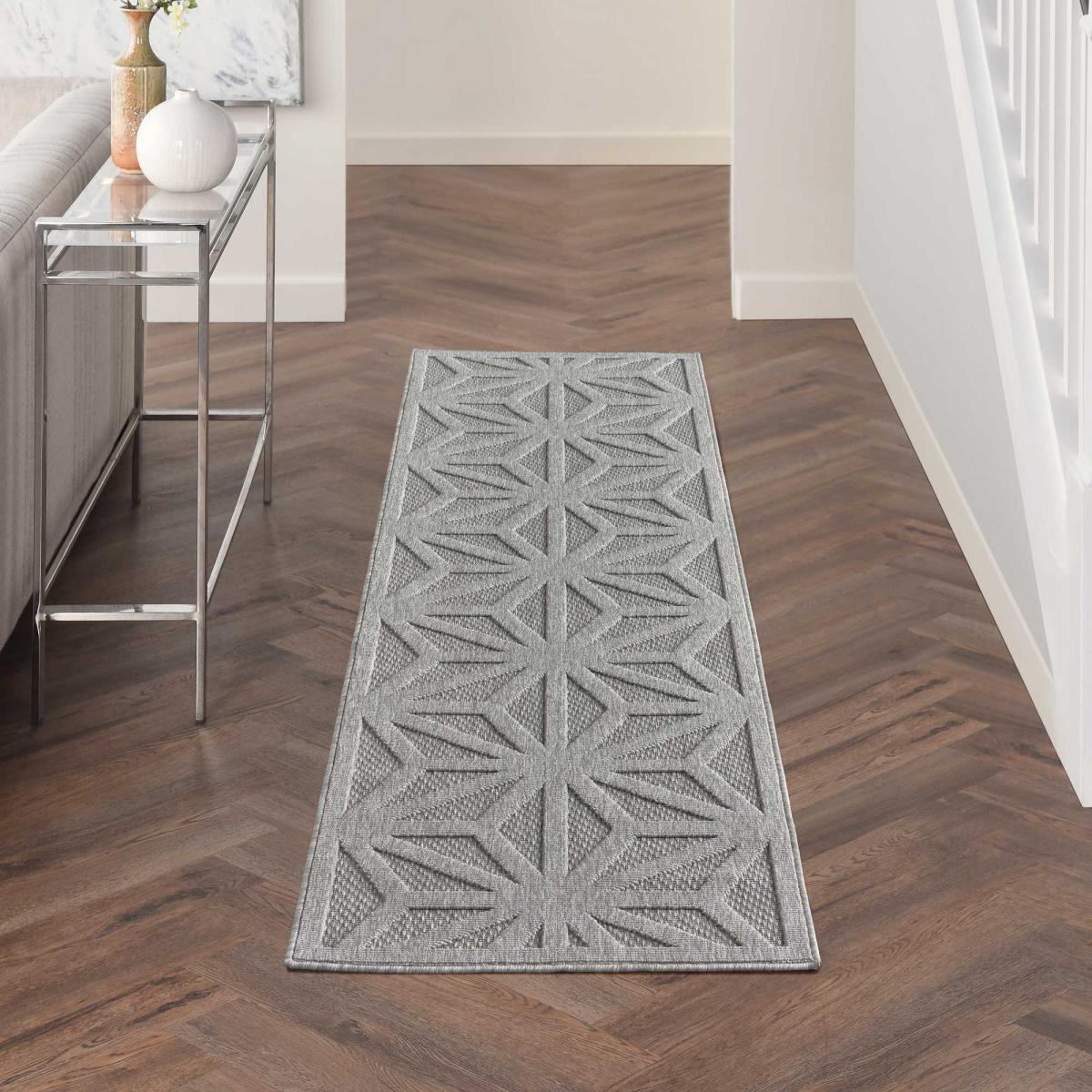 Cozumel CZM01 Indoor Outdoor Geometric Hallway Runner Rugs in Light Grey – image 2