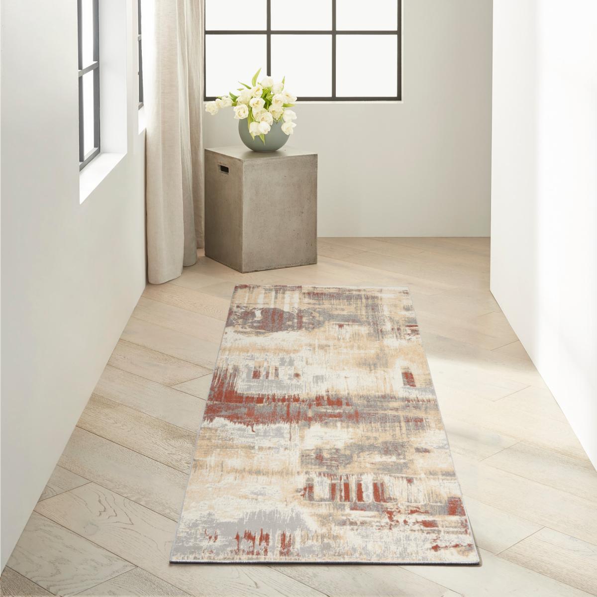 CK005 Enchanting ECH02 Runner Rug by Calvin Klein in Grey Rust Orange – image 1