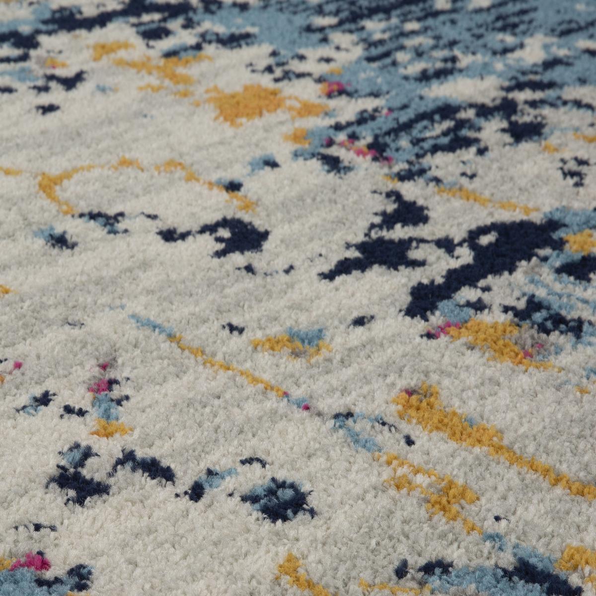 Gilbert 531 B Distressed Abstract Runner Rugs in Blue Grey Mustard – image 1