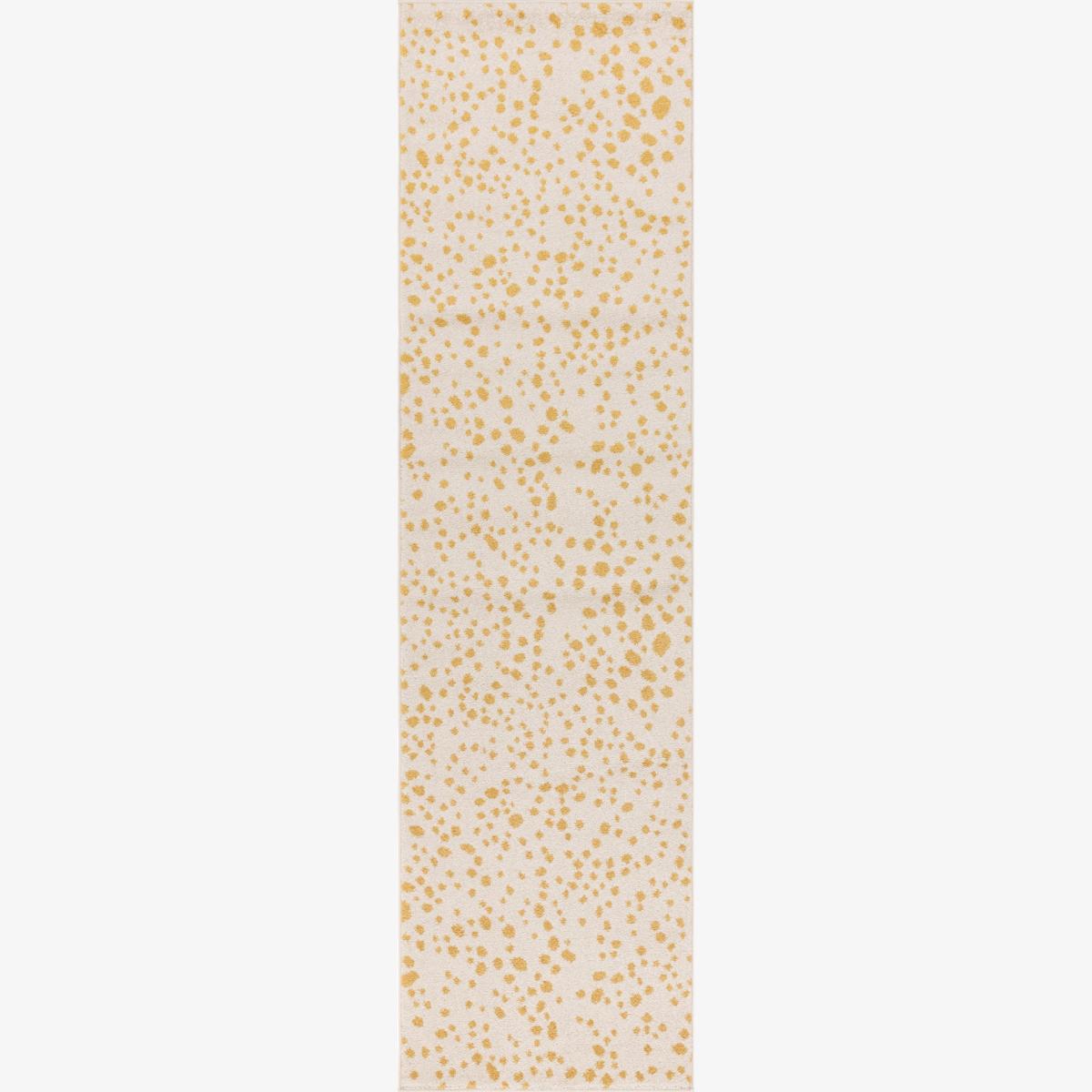 Muse MU12 Abstract Spotty Woven Runner Rugs in Yellow Cream
