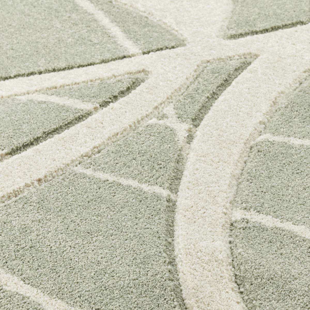 Portland 57 G Abstract Carved Runner Rugs in Green Cream – image 2