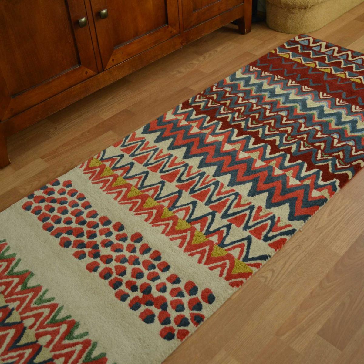 Saffron Wool Runner Rugs 160800 by Ted Baker in Red – image 2