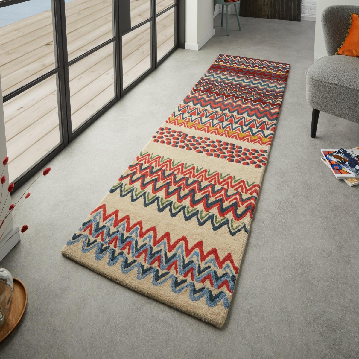 Saffron Wool Runner Rugs 160800 by Ted Baker in Red – image 1