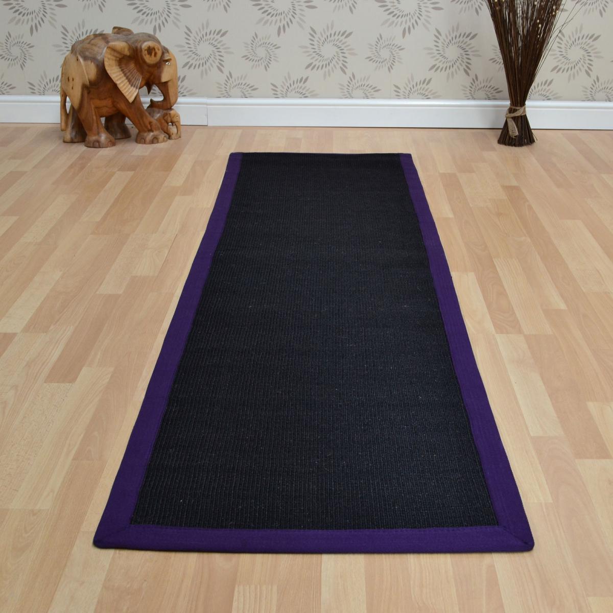 Sisal Hallway Runners in Black Purple – image 1