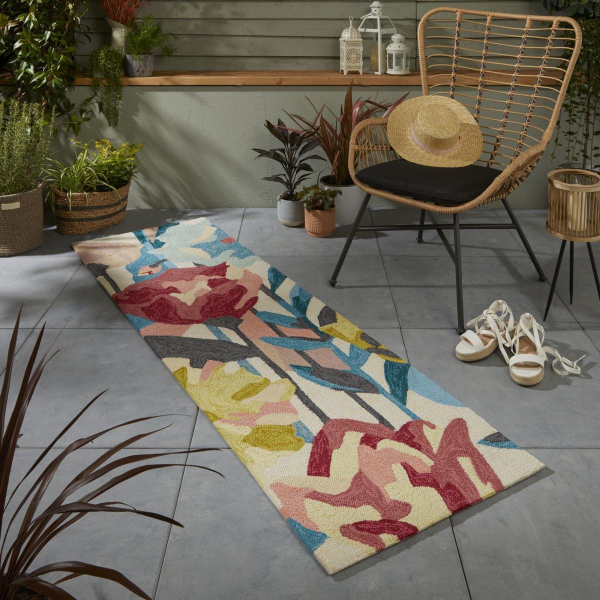 Verdaccio Outdoor Floral Coral Runner Rugs 442802 by Harlequin – image 1