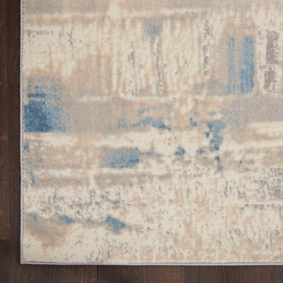 Solace SLA08 Distressed Abstract Runner Rug in Ivory Grey Blue – image 2