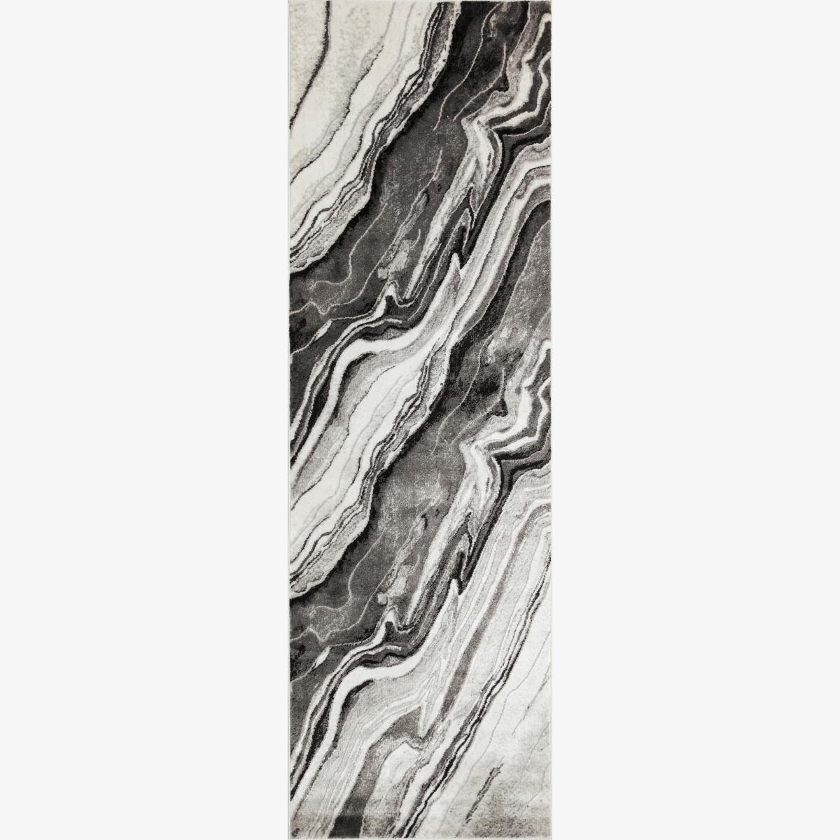 Blaze BLZ01 Abstract Marble Runner Rugs in Silver Grey – image 1