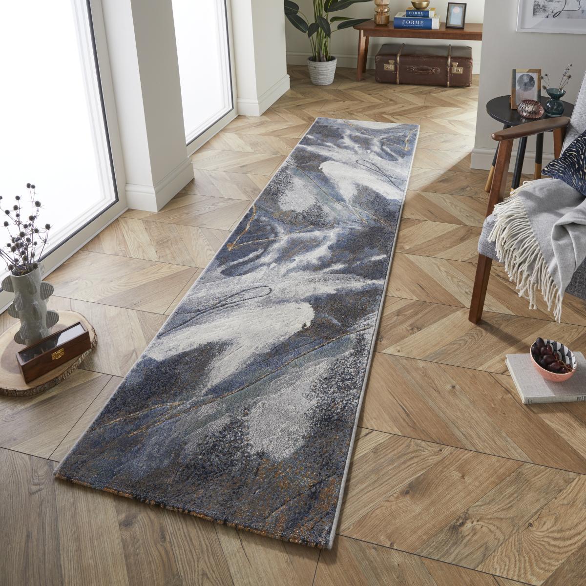 Galleria Modern Abstract Hallway Runner Rugs in 63529 2626 Multi Cream Blue – image 2