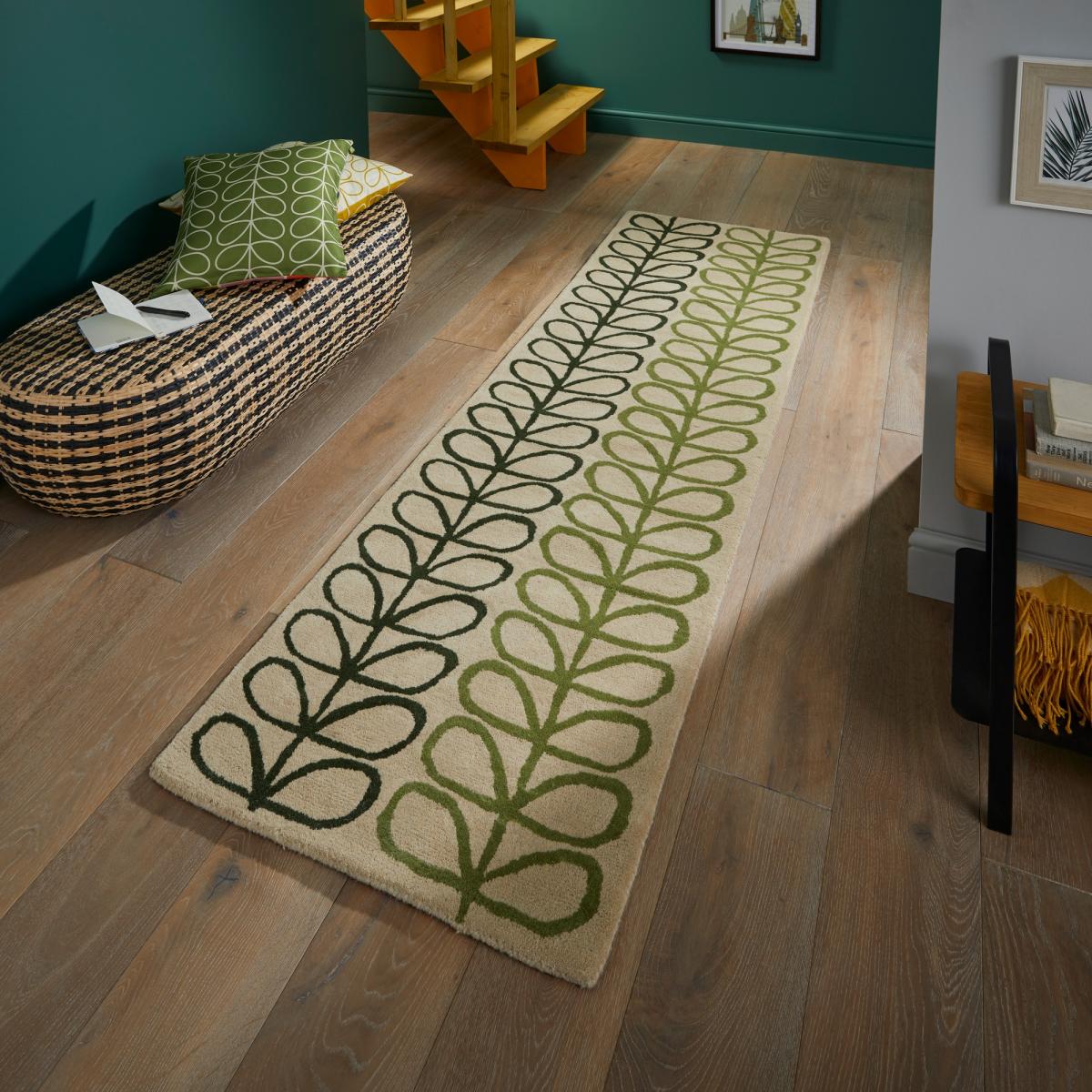 Linear Stem Ombre Runner Rugs 061107 in Basil By Orla Kiely – image 1