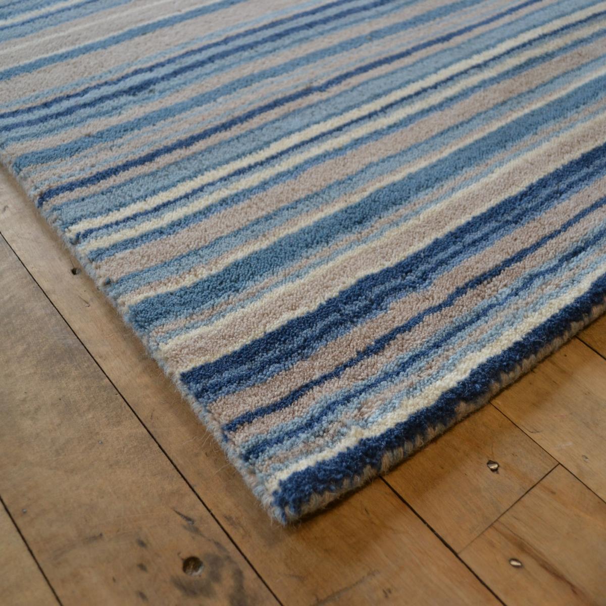 Fine Stripes Modern Wool Hallway Runner in Blue&nbsp;67x200cm – image 3